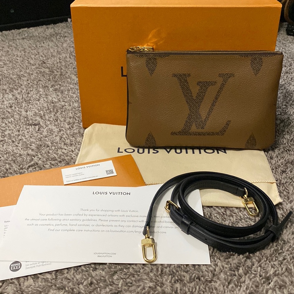 Louis Vuitton Brown and Black Clutch with Iconic Monogram